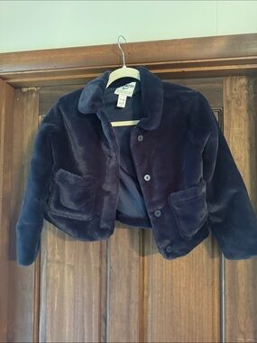 OshKosh B'gosh Navy Faux Fur Cropped Puffer Jacket